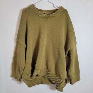 Jenni Kayne 3X Fisherman Green Pullover Chunky Knit Sweater Crewneck Fisherman